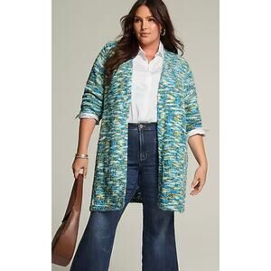 J Jill Clarendon Multi Blue Cardigan Size M NWT